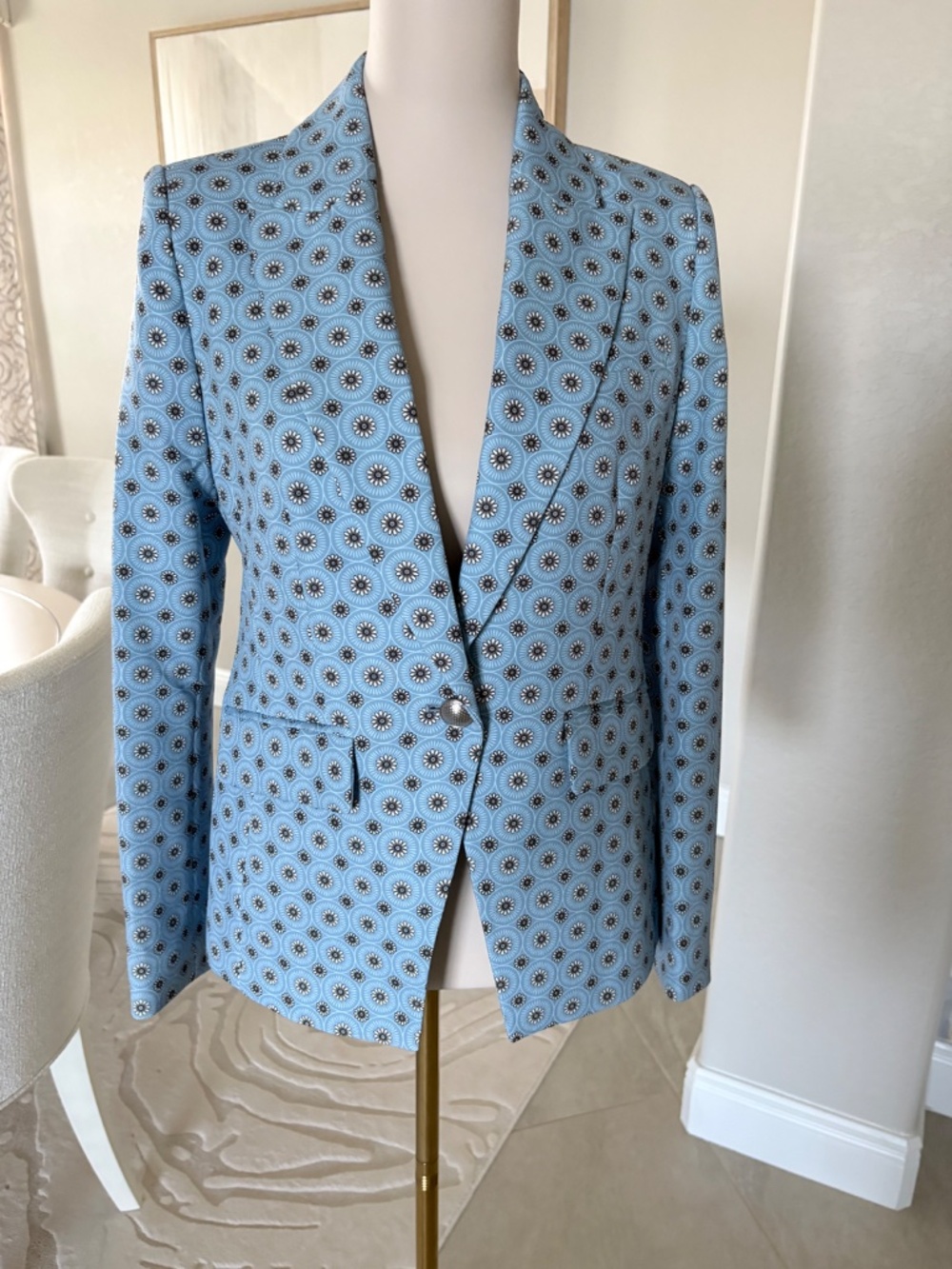 NWT Elie Tahari Sun Blue Print Blazer